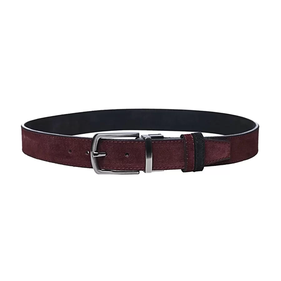 Double Sided Belt Mens Burgundy Suede Suede Leather 17