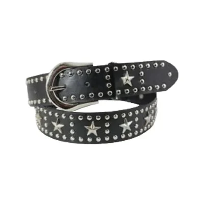 Emo Belt Star Studded Black Leather HBCV00004BYDLQ
