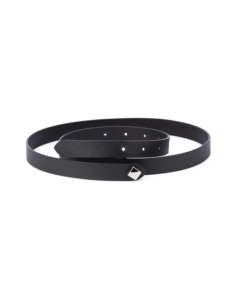 Girls Black Thin Belt With Silver Buckle 1