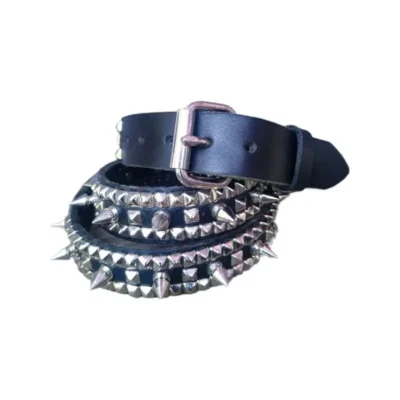 Goth Belt Spike Studded Black Leather HBCV00004BYFXC