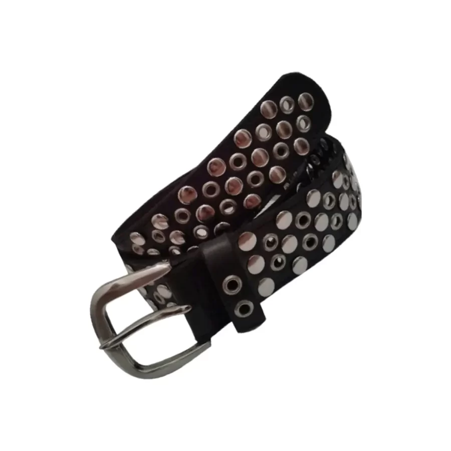 Grommet Belt With Studs Black Leather HBCV00004BYJIB