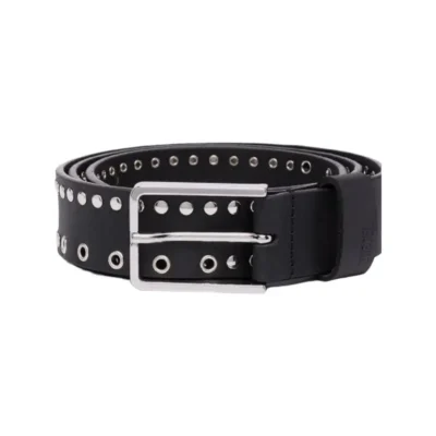 Grommet Studded Belt Black Leather HBCV00004BYFLS