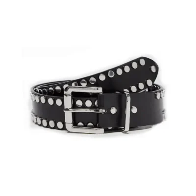 Large Rivet Studded Belt Black Leather HBCV00004BYETZ 1