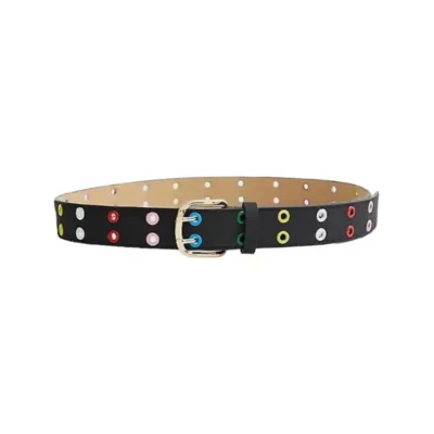 Multicolor Grommet Belt Black Leather HBCV00004BYDEW