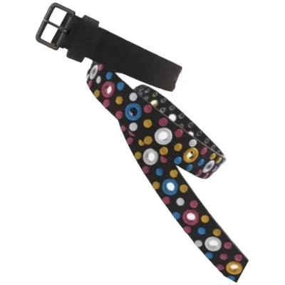 Multicolor Grommet Belt Black Leather HBCV00004BYDF2