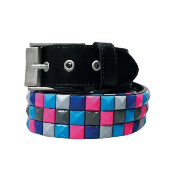 Multicolor Pyramid Belt Black Leather HBCV00004BYIIK