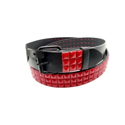 Pyramid Studded Belt Black Leather HBCV00004BYDMQ