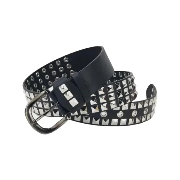 Pyramid Studded Belt Black Leather HBCV00004BYH1B