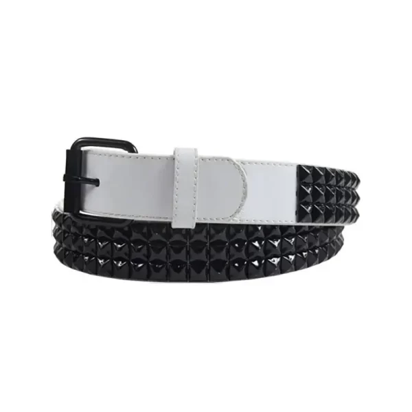 Pyramid Studded Belt White Leather HBCV00004BYCKZ