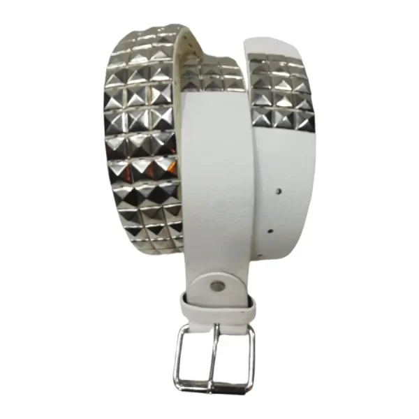 Pyramid Studded Belt White Leather HBCV00004BYEEE