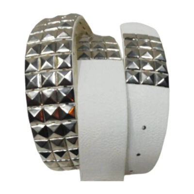Pyramid Studded Belt White Leather HBCV00004BYG53 1