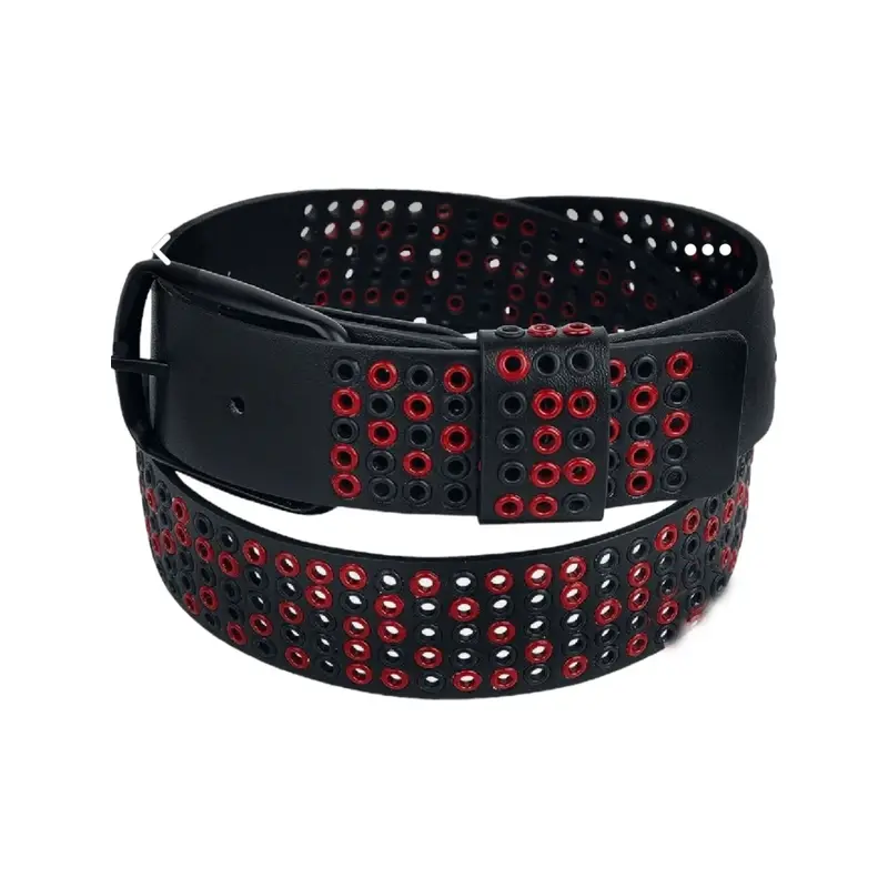 Buy Red Grommet Belt Black Leather - LeatherBeltsOnline.com