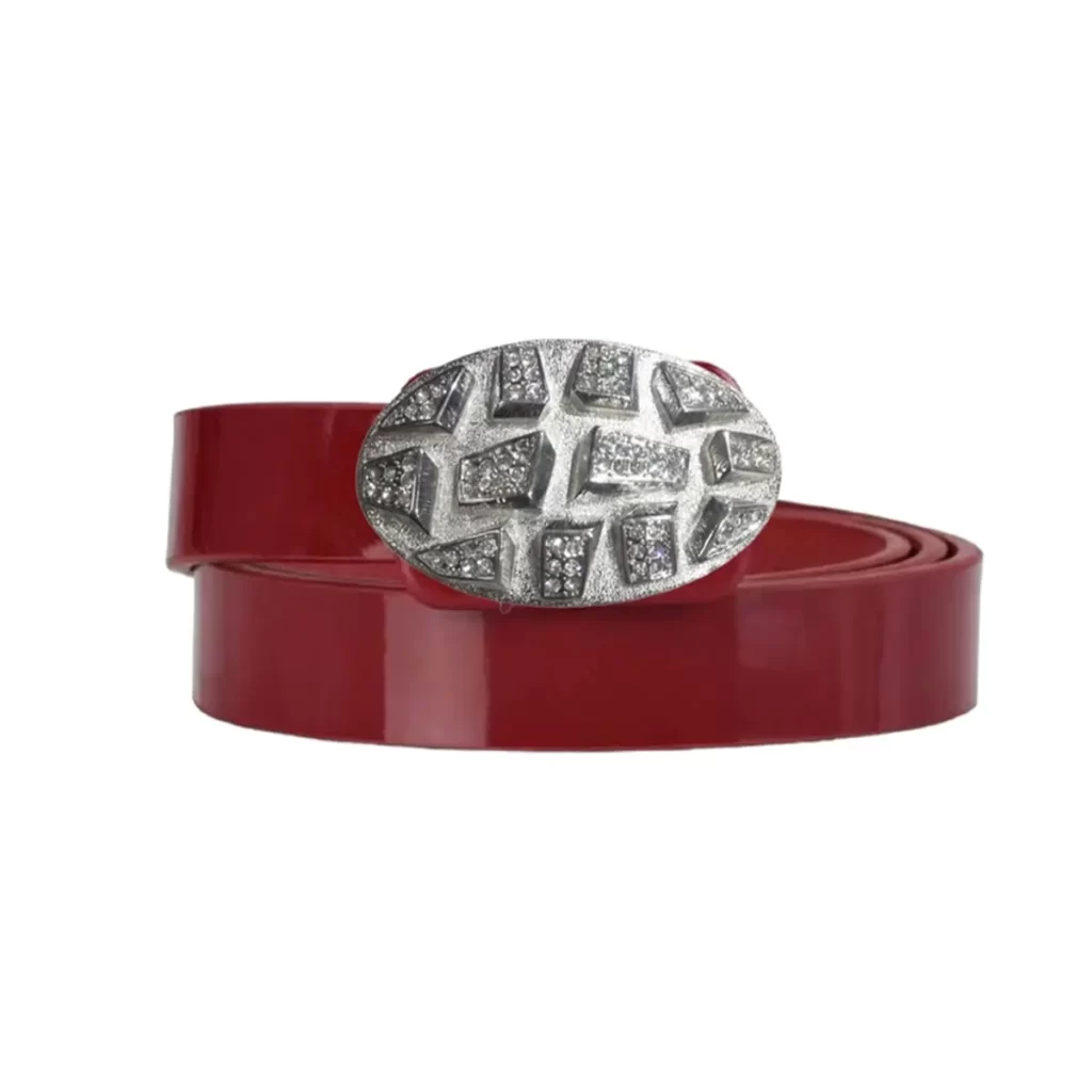 Buy Red Patent Leather Belt For Jeans - LeatherBeltsOnline.com display picture 3