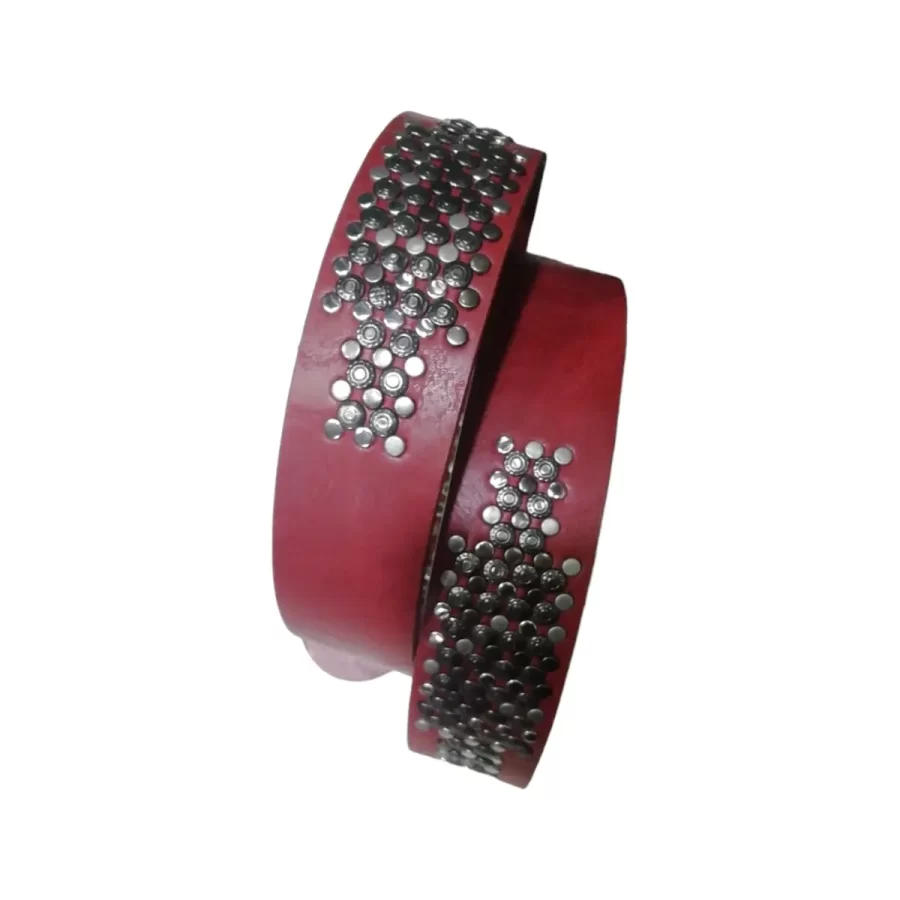 Red Studded Belt Red Leather HBCV00004BYGQW 1