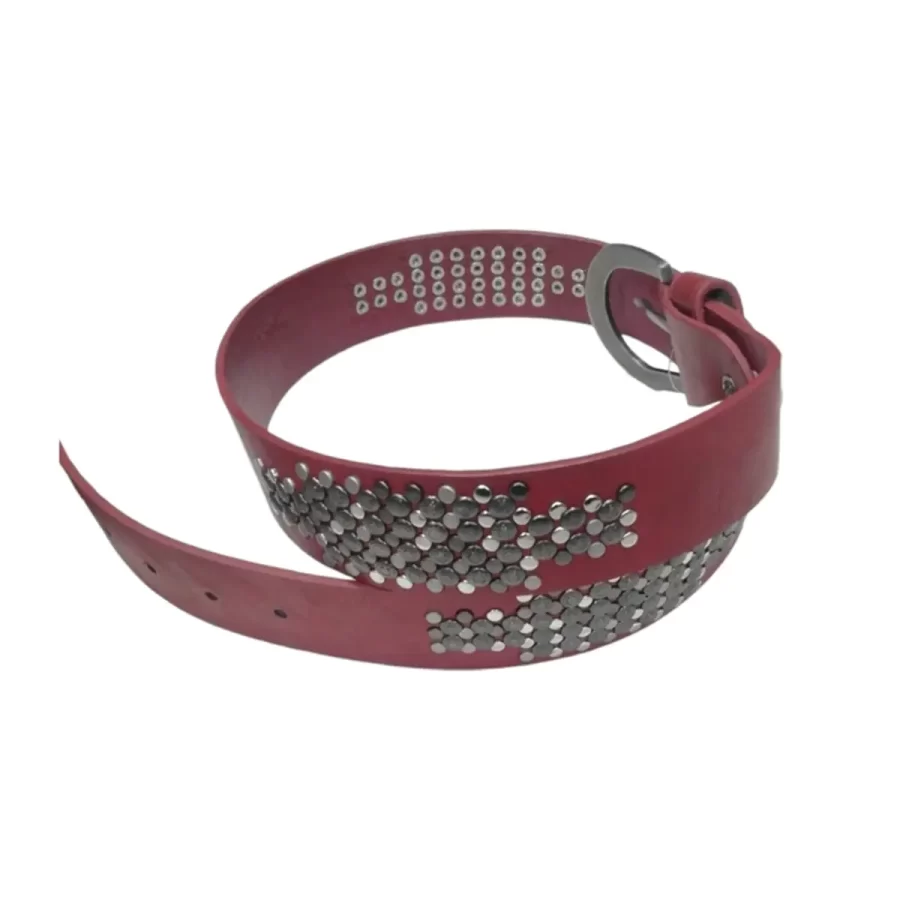 Red Studded Belt Red Leather HBCV00004BYGQW