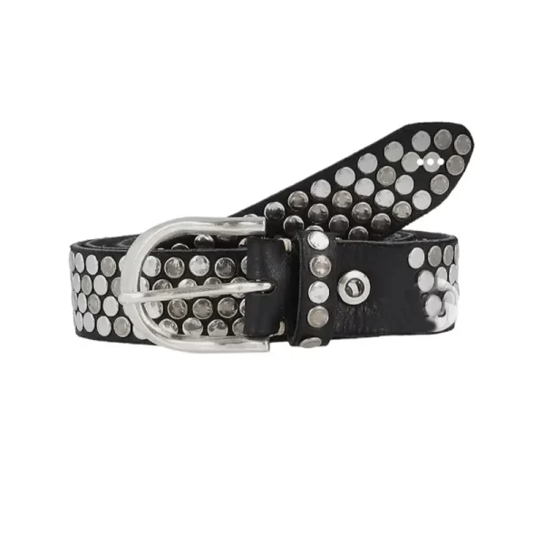 Silver Rivet Belt Black Leather HBCV00004BYH6Z 1