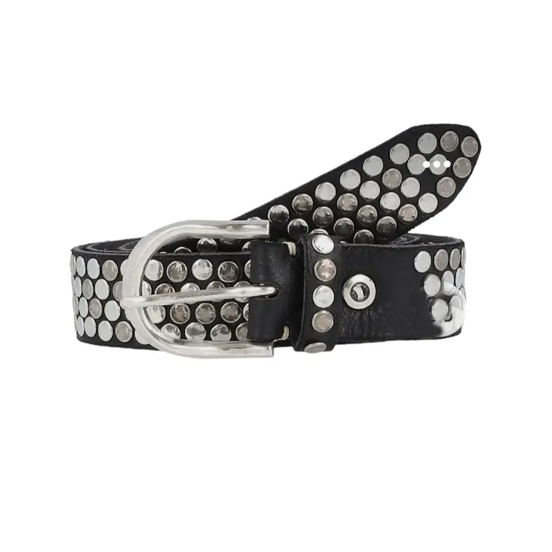 Buy Silver Rivet Belt Black Leather - LeatherBeltsOnline.com
