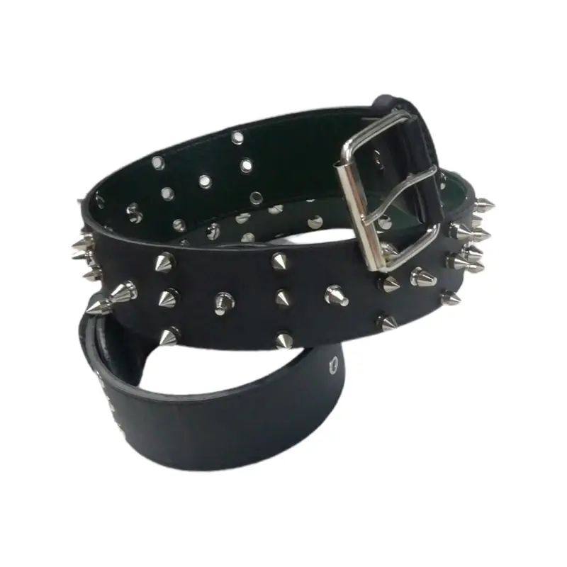 Buy Spike Studded Belt Black Leather - LeatherBeltsOnline.com