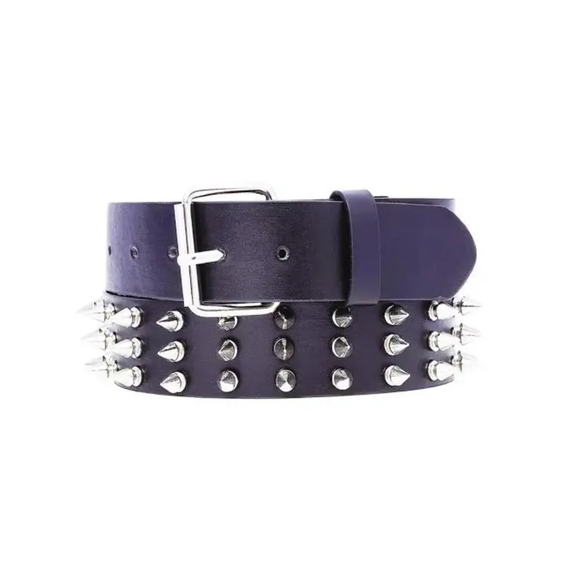 Buy Spike Studded Belt Black Leather - LeatherBeltsOnline.com