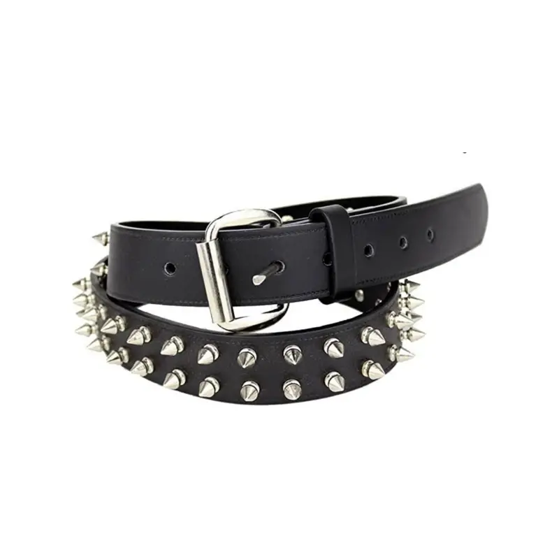 Buy Spike Studded Goth Belt Black Leather - LeatherBeltsOnline.com