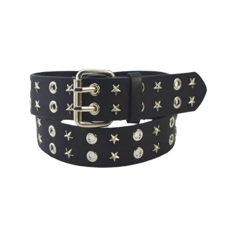 Buy Star Grommet Belt Black Leather - LeatherBeltsOnline.com