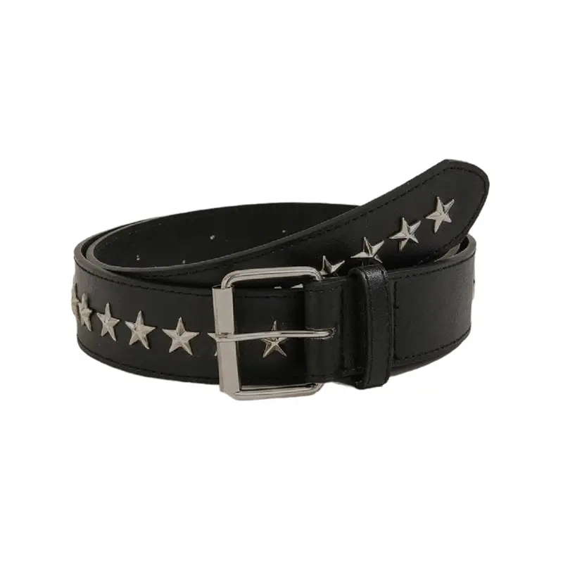 Buy Star Studded Belt Black Leather - LeatherBeltsOnline.com