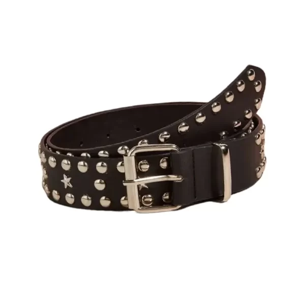 Star Studded Belt Black Leather HBCV00004BYE6X 1