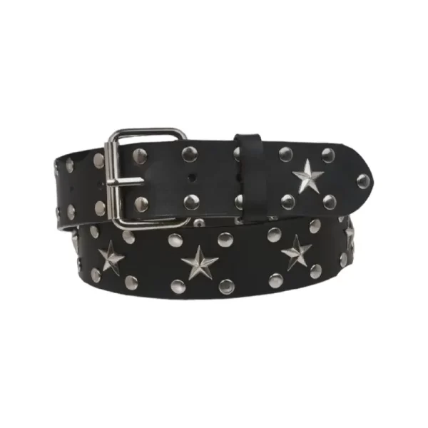 Star Studded Belt Black Leather HBCV00004BYFIT