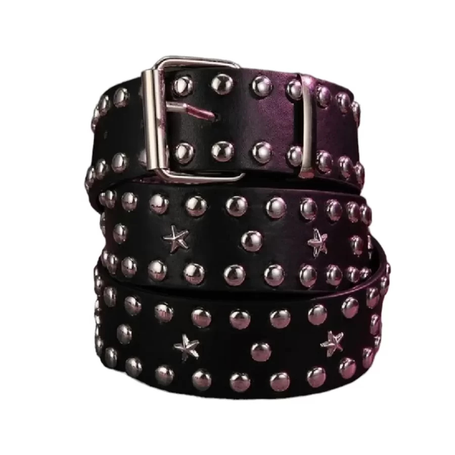 Star Studded Belt Black Leather HBCV00004BYIUP