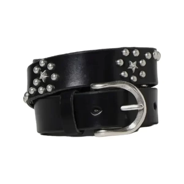 Star Studded Belt Black Leather HBCV00004BYJM3