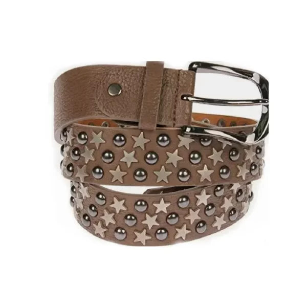 Star Studded Belt Brown Leather HBCV00004BYEK4