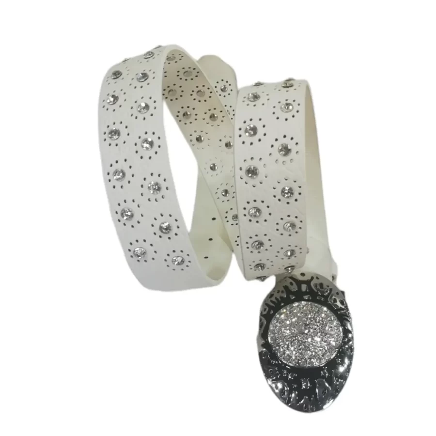 Studded Belt White Leather HBCV00004BYGL5