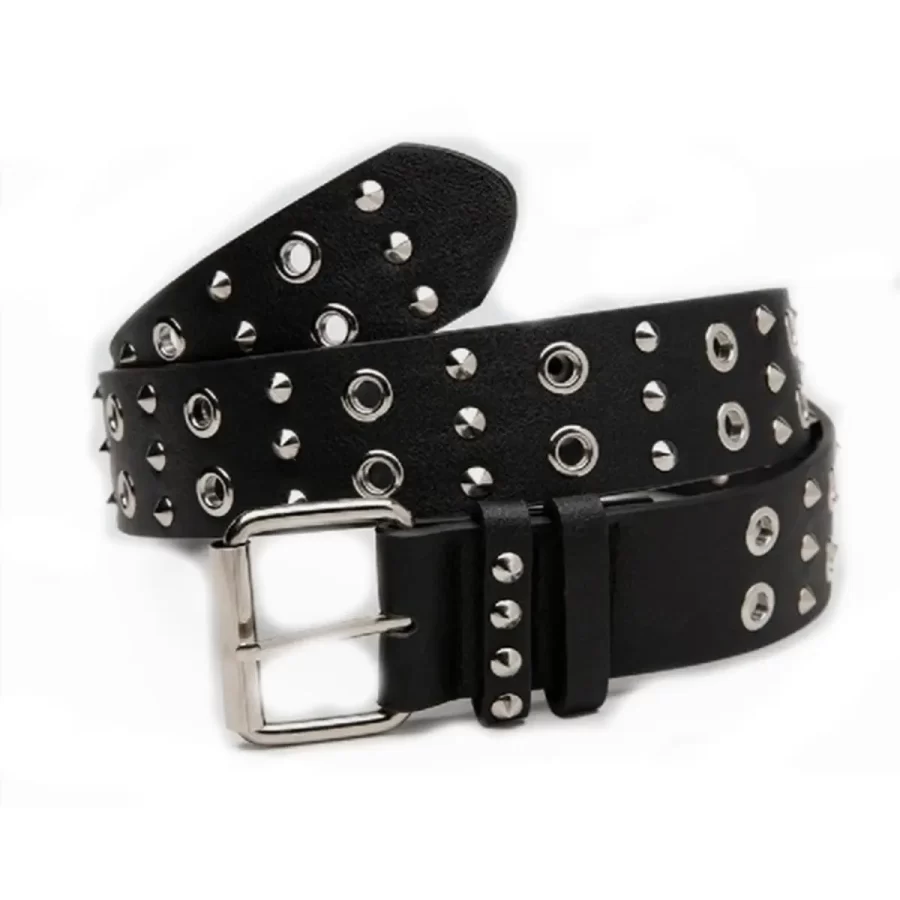 Studded Grommet Belt Black Leather HBCV00003GX8WO