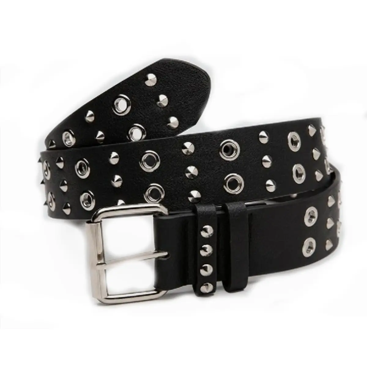 Buy Studded Grommet Belt Black Leather LeatherBeltsOnline