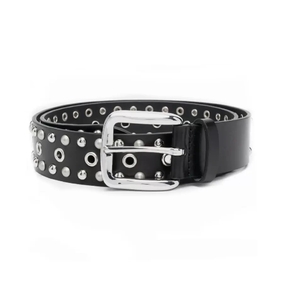 Studded Grommet Belt Black Leather HBCV00004BYEGS
