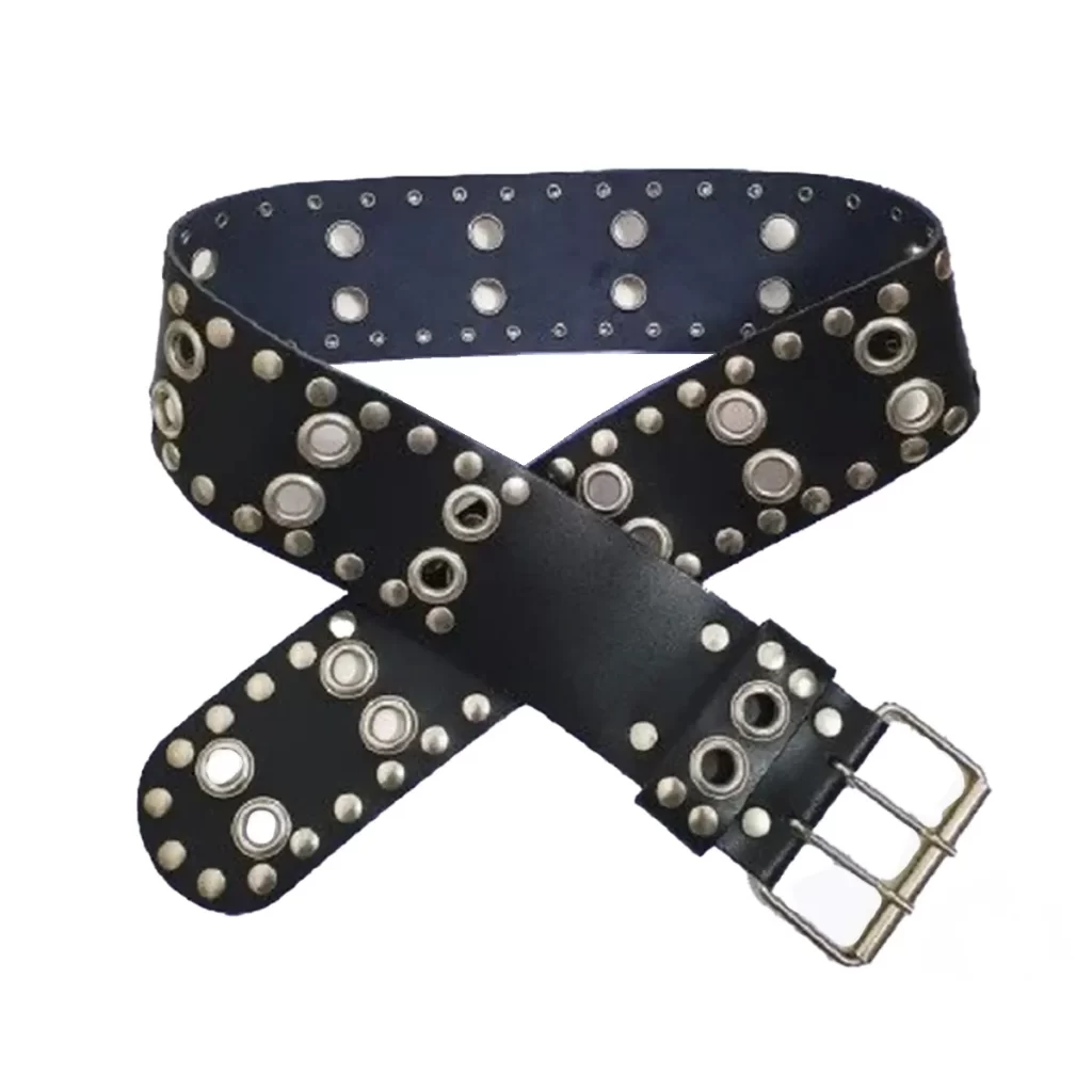 Buy Studded Grommet Belt Black Leather - LeatherBeltsOnline.com