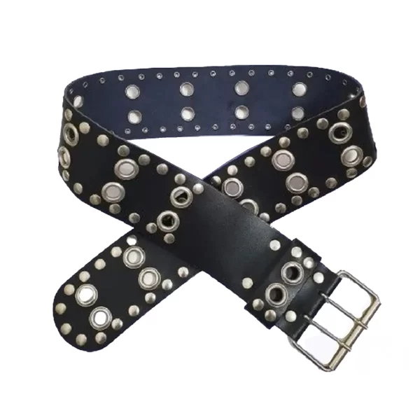 Studded Grommet Belt Black Leather HBCV00004BYGOK