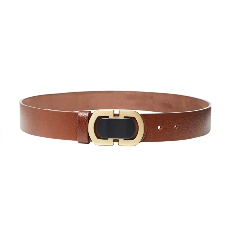 Tan Mens Belt For Jeans Gold Buckle Calfskin PRSTAN38DERSTO 5