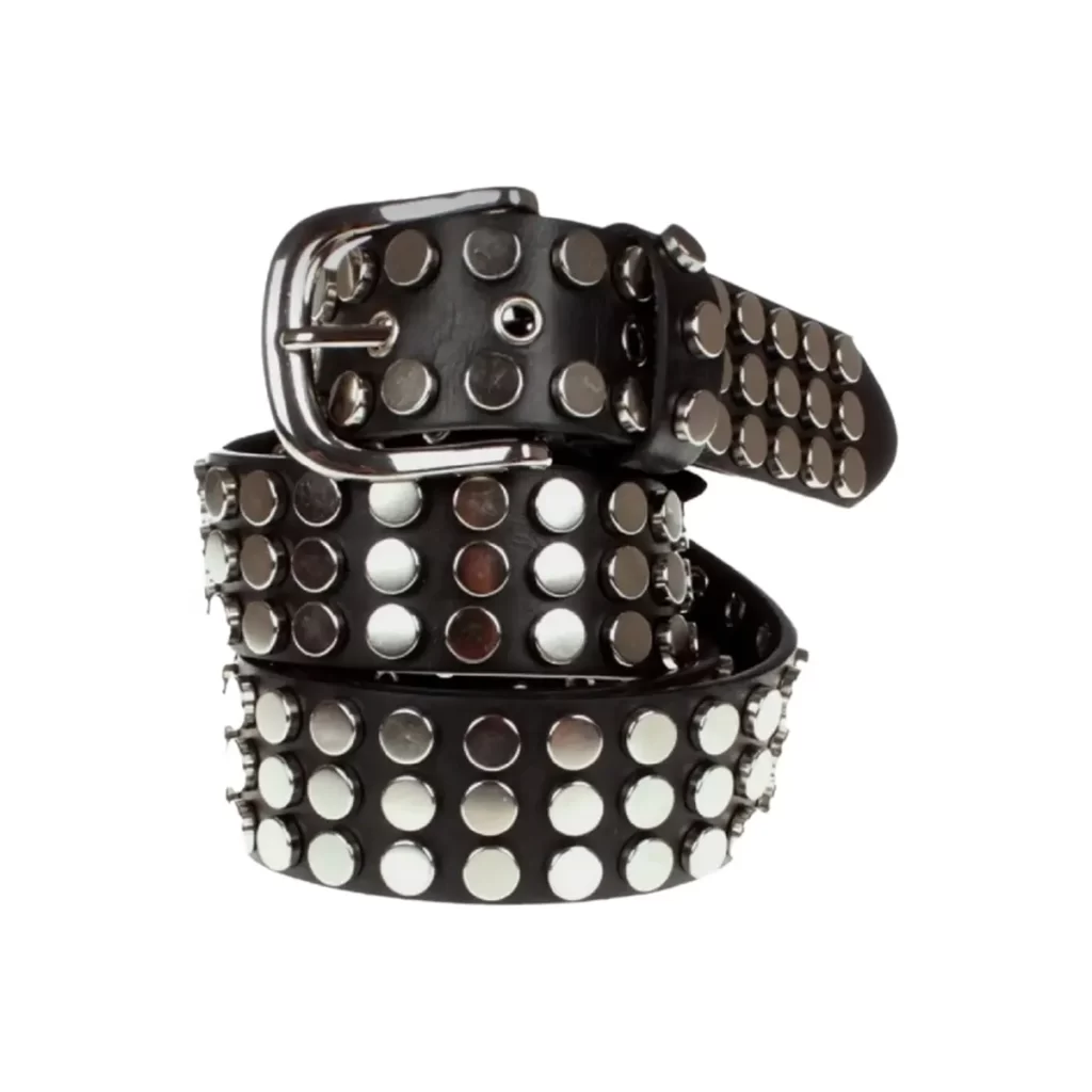 Buy Thick Rivet Studded Belt Black Leather - LeatherBeltsOnline.com