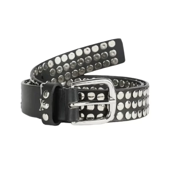 Thre Row Rivet Belt Black Leather HBCV00004BYH7F 1