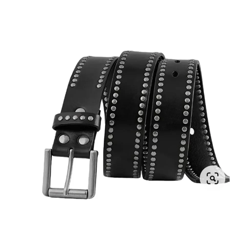 Buy Two Row Rivet Belt Black Leather - LeatherBeltsOnline.com