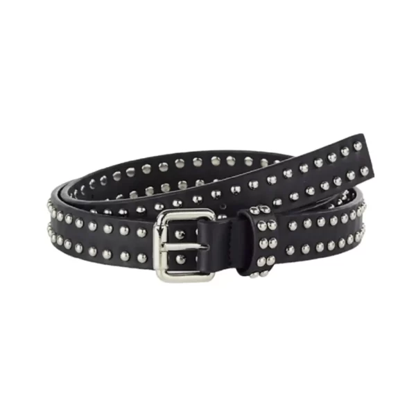 Two Row Rivet Belt Black Leather HBCV00004BYIQE