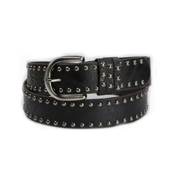 Two Row Studded Belt Black Leather HBCV00004BYGOG