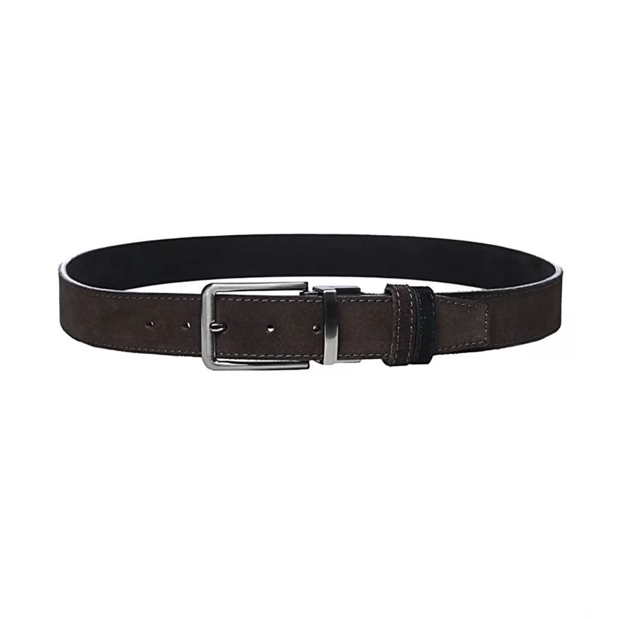 Two Sided Belt Mens Dark Brown Suede Suede Leather 11