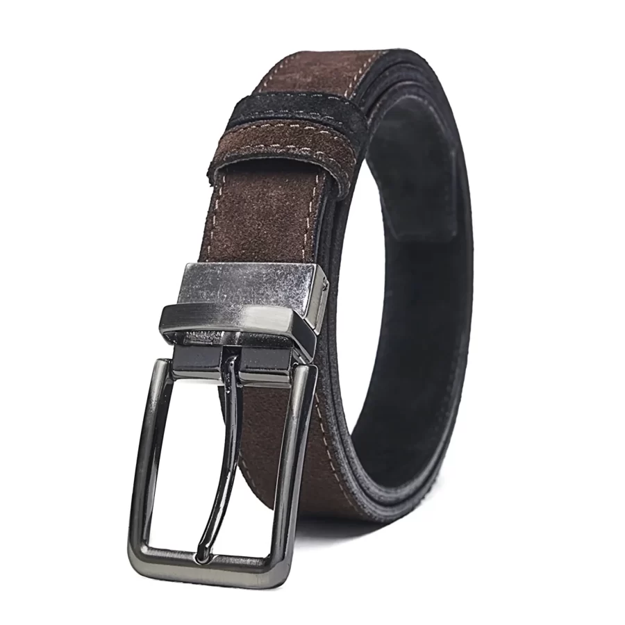 Two Sided Belt Mens Dark Brown Suede Suede Leather 9