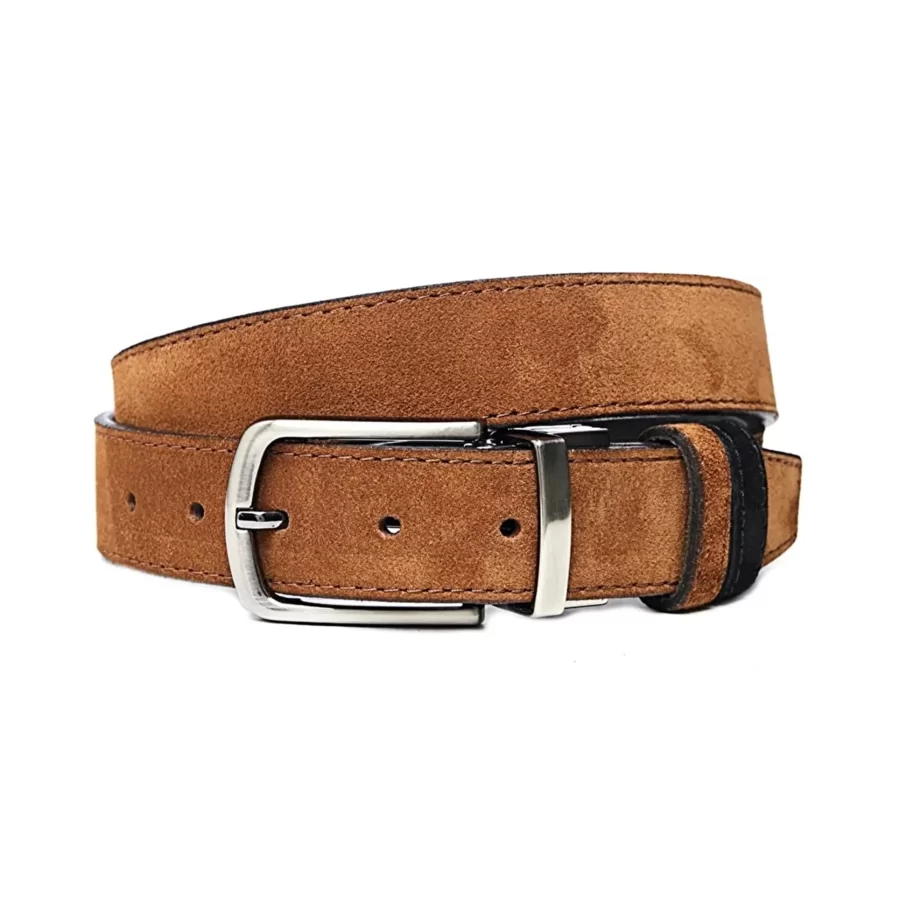 Two Sided Belt Mens Tan Suede Leather 0 TANREV35PRSDRSTO