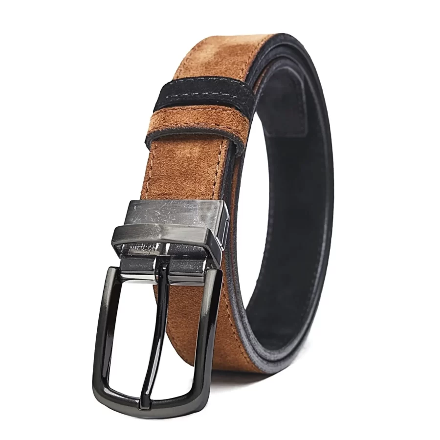 Two Sided Belt Mens Tan Suede Leather 2