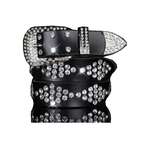 Western Rhinestone Studded Belt Black Leather HBCV00004BYGAL