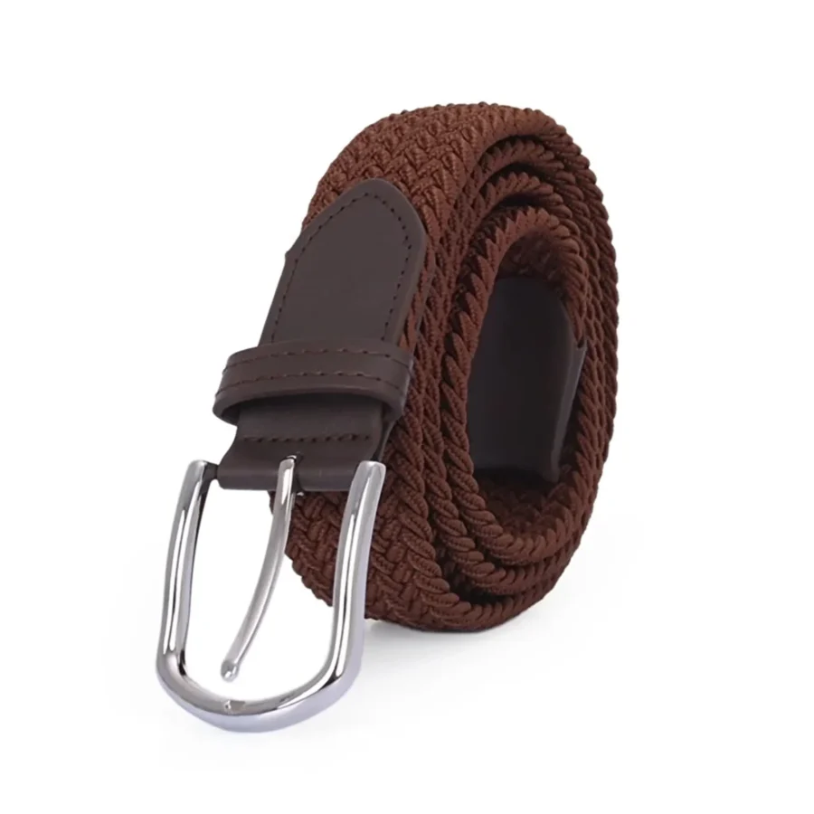 Woven Mens Belt Stretchy Vegan ORGUKEM350066 BROWN 44