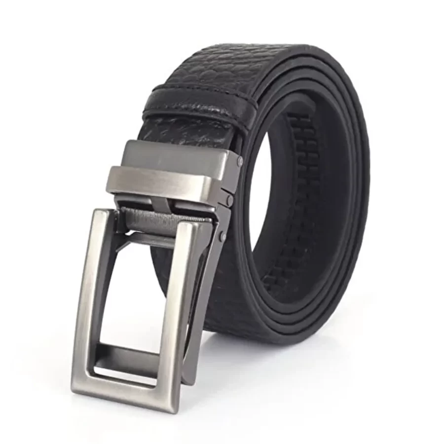 black mens auto belt with gray buckle BLAGRA35PRSDRSTO 1